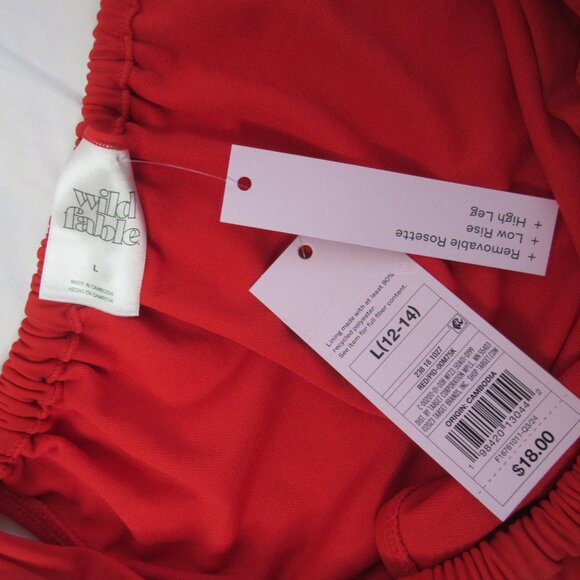 wild fable 2 Piece Bikini Red Bandeau with Rosette Size Large NWT - Picture 6 of 15